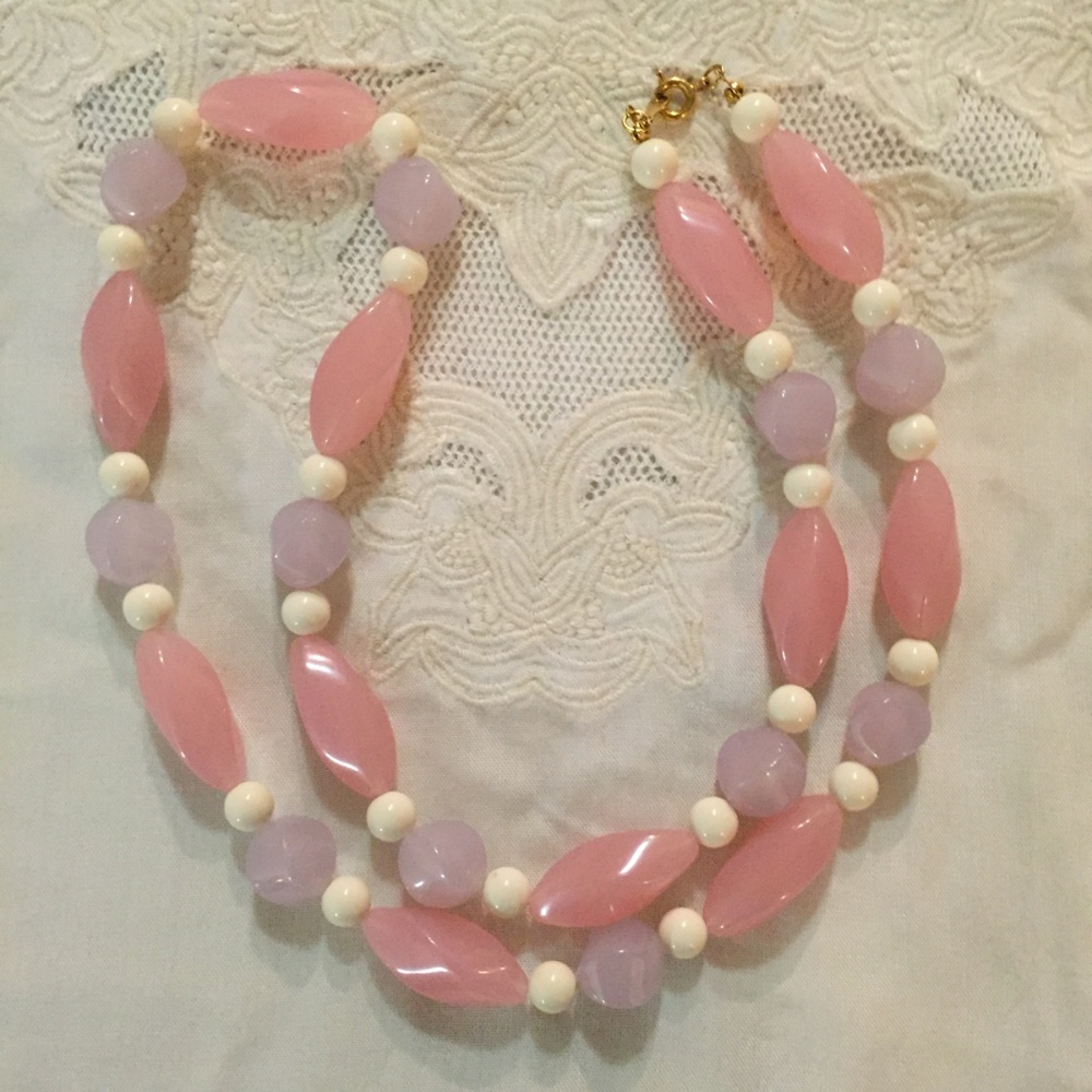 Vintage purple and pink long necklace